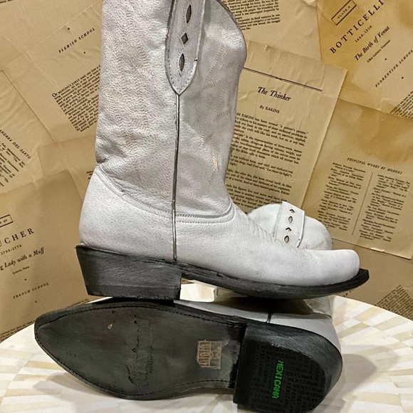 Free People Mexicana Lightning Strikes Western Boot White Distressed - Picture 7 of 11